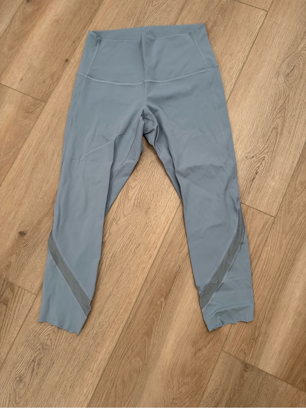 Like-new Lululemon athletica Light Blue Cropped Leggings with Sheer Panel